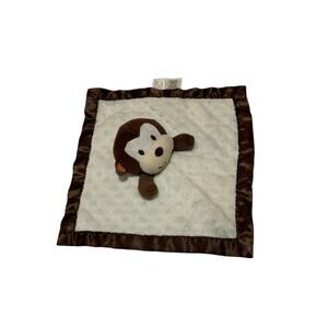Garanimals Brown Cream Monkey Lovey Security Blanket Minky dot Satin Trim 12x12